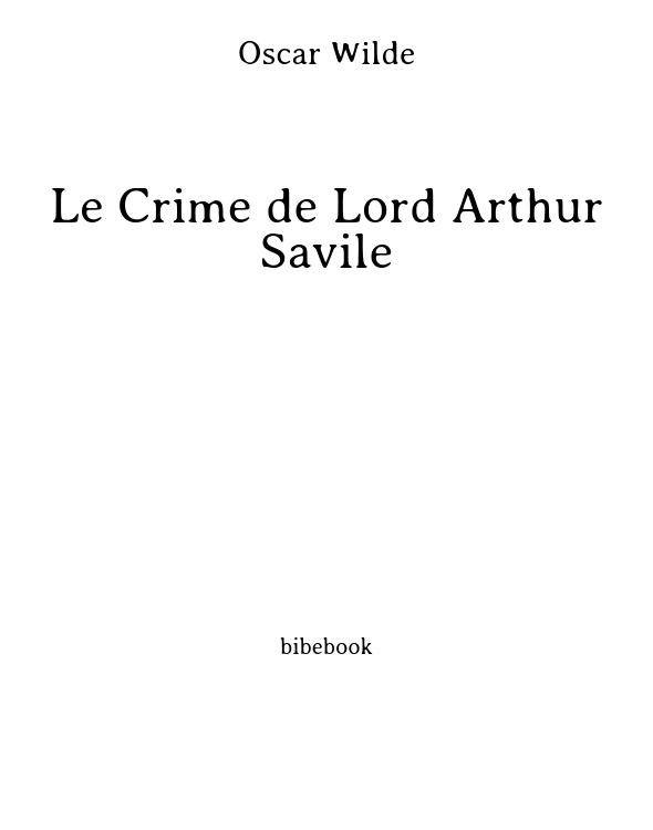 Le Crime de Lord Arthur Savile