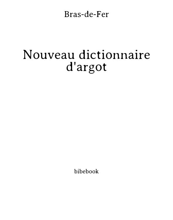 Nouveau dictionnaire d'argot