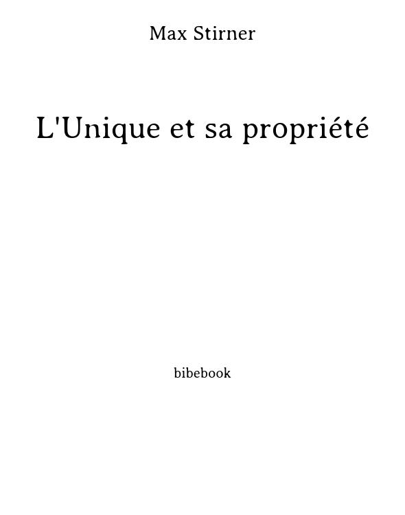 L'Unique et sa propriété