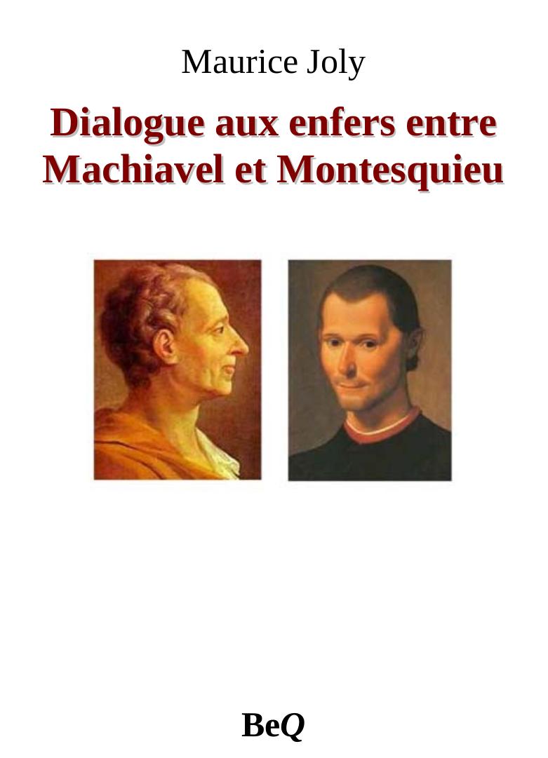 Dialogue aux enfers entre Machiavel et Montesquieu
